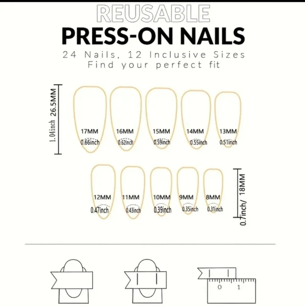 24 Pieces Fake Press On Nails